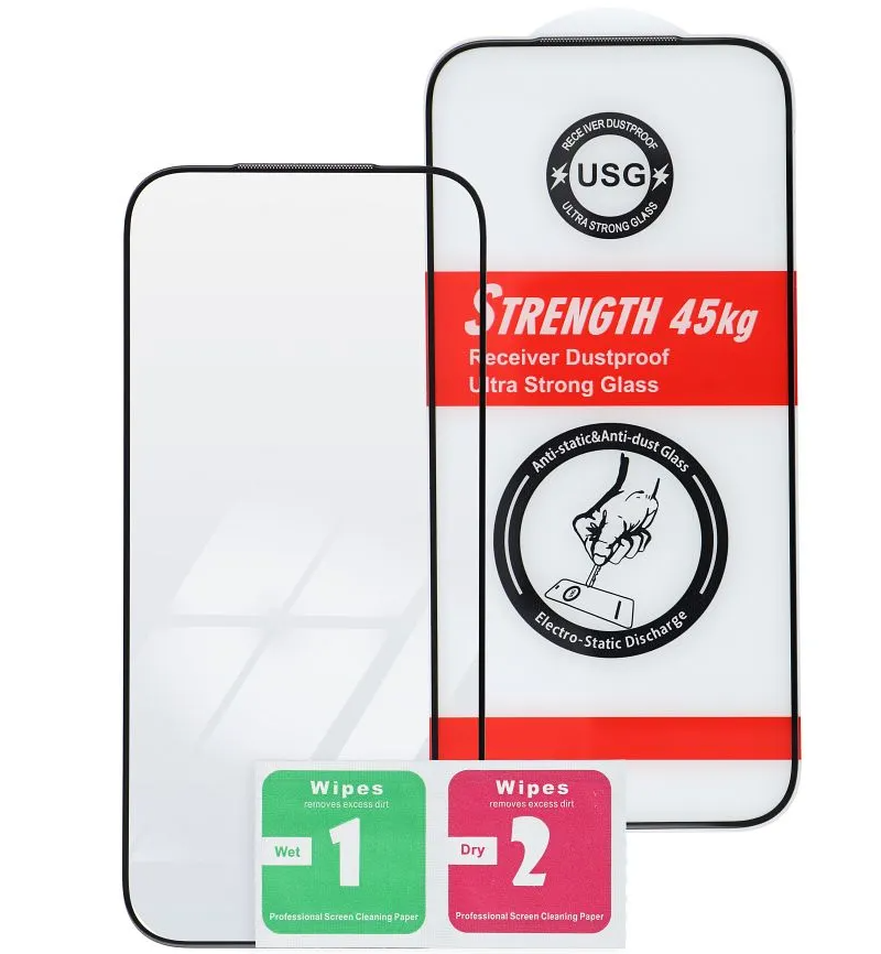 Protector de pantalla OEM Ultra Strong 45KG para Apple iPhone 11 Pro, vidrio templado, adhesivo completo, 2.5D, negro
