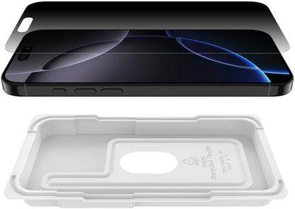Protector de pantalla Privacy Belkin ScreenForce InvisiGlass para Apple iPhone 16 Pro Max, vidrio templado, adhesivo completo OVA170hq