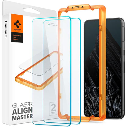 Spigen Alm GlastR Protector de pantalla para Google Pixel 8 Pro, pegamento completo, vidrio protegido, juego de 2 piezas.