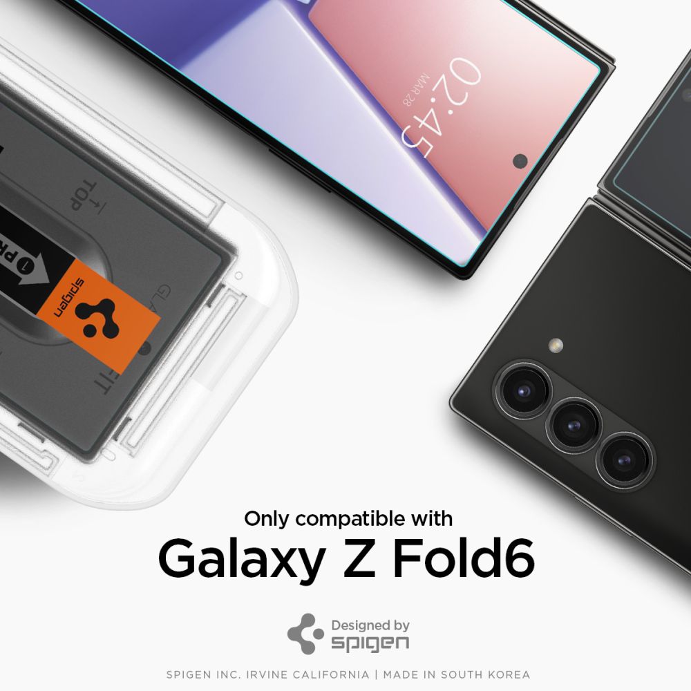 Protector de pantalla Spigen EZ FIT para Samsung Galaxy Z Fold6 F956, Glass Shielded, Full Glue, Set 2 piezas, 2.5D, 2.5D, Pantalla exterior AGL07969 