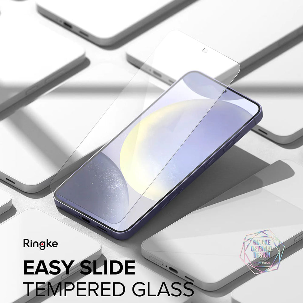 Ringke Easy Slide Protector de Pantalla para Samsung Galaxy S24 S921, Cristal Protegido, Pegamento Completo, Set 2 piezas 