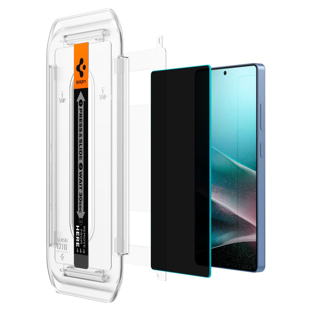 Protector de pantalla Privacy Spigen GlastR EZ FIT HD para Samsung Galaxy S25 Ultra S938, vidrio templado, adhesivo completo, set de 2 piezas AGL09335