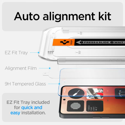 Protector de pantalla Clear Spigen GlastR EZ FIT para Nothing Phone (3a) / Phone (3a) Pro, Cristal Templado, Full Glue AGL09429