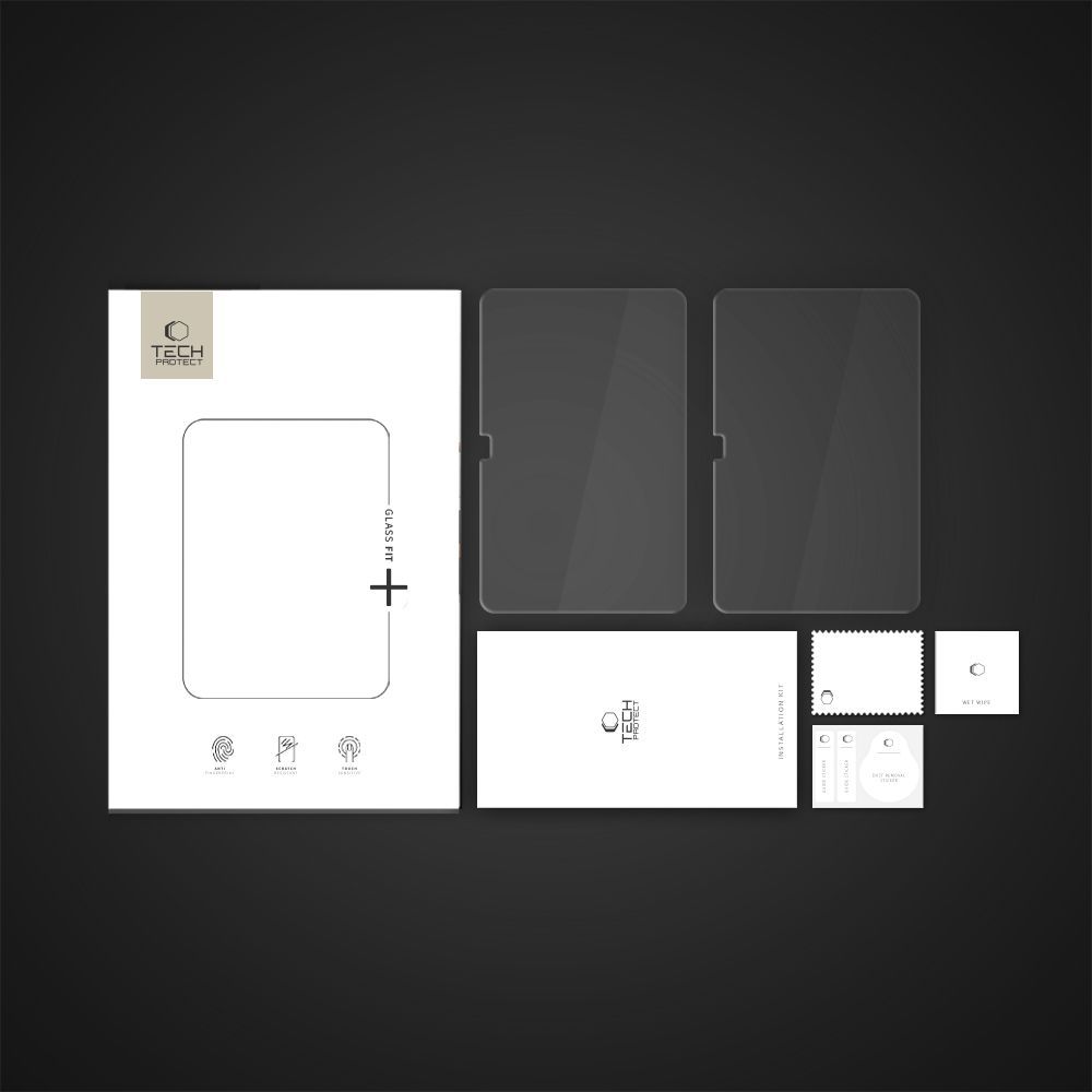 Protector de pantalla Tech-Protect FIT+ para Samsung Galaxy Tab S10 FE+, Cristal Templado, Adhesivo Completo, Set de 2 piezas, 2.5D