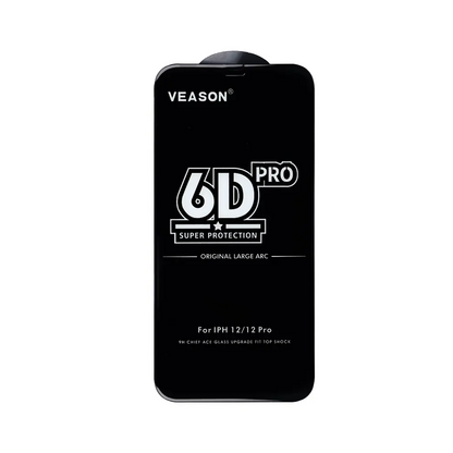 Protector de pantalla Veason PRO para Apple iPhone 16 / 15, vidrio templado, adhesivo completo, 6D, negro