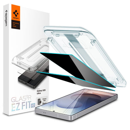 Protector de pantalla Privacy Spigen GlastR EZ FIT HD para Samsung Galaxy S25 Ultra S938, vidrio templado, adhesivo completo, set de 2 piezas AGL09335