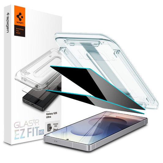 Protector de pantalla Privacy Spigen GlastR EZ FIT HD para Samsung Galaxy S25 Ultra S938, vidrio templado, adhesivo completo, set de 2 piezas AGL09335