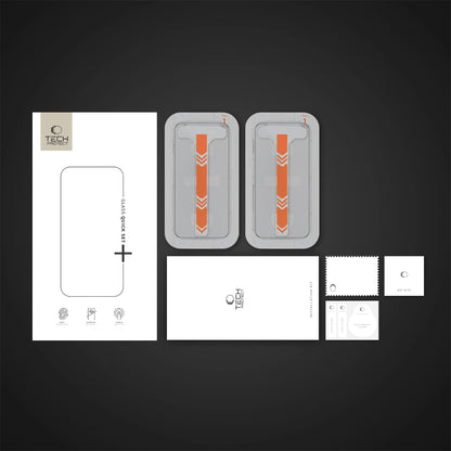 Protector de pantalla Tech-Protect Quick Set+ para Apple iPhone 16 Pro, Cristal Templado, Adhesivo Completo, Set de 2 piezas, Negro