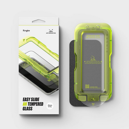 Protector de pantalla Ringke Easy Slide AR para Apple iPhone 17 Pro, vidrio templado, adhesivo completo, 2.5D, negro