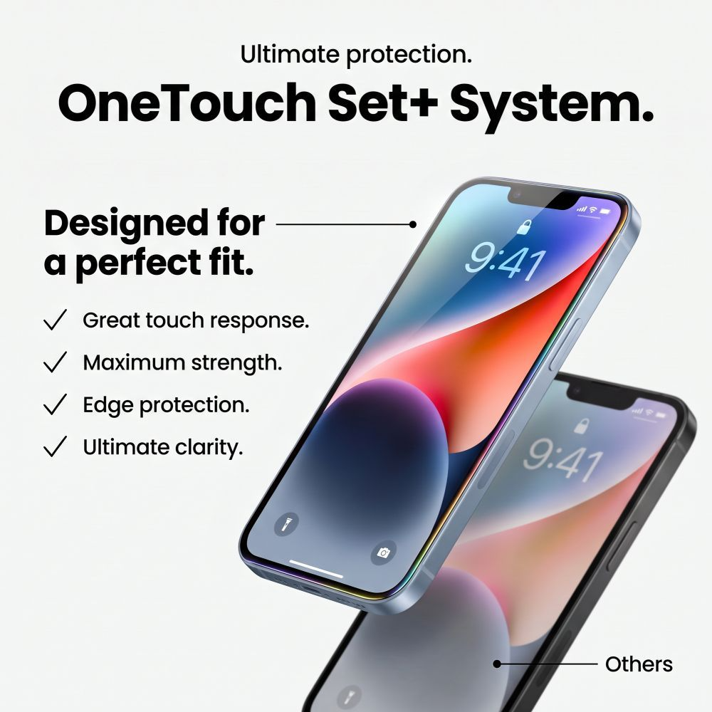 Protector de pantalla Tech-Protect OneTouch para Apple iPhone 18 Pro / 17 Pro, vidrio templado, adhesivo completo, set de 2 piezas