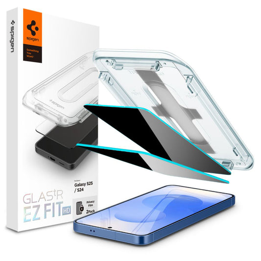 Protector de pantalla Privacy Spigen GlastR EZ FIT HD para Samsung Galaxy S25 S931 / S24 S921, vidrio templado, adhesivo completo, set de 2 piezas