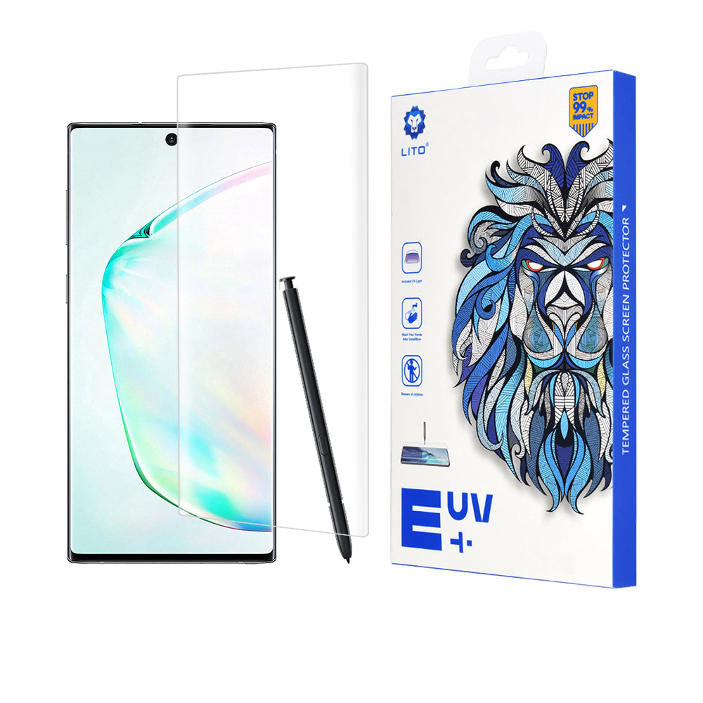 Protector de pantalla Lito para Samsung Galaxy Note 10+ 5G N976 / Note 10+ N975, vidrio templado, pegamento UV, 3D