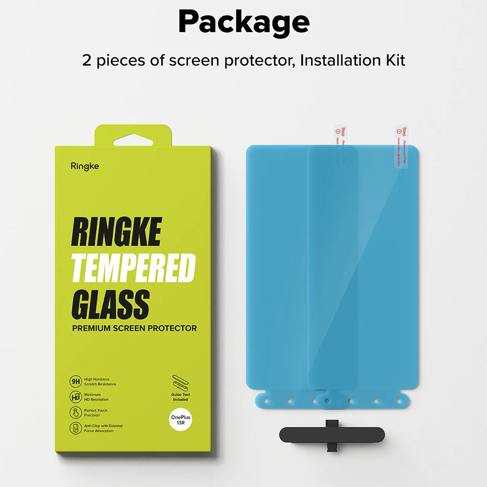 Protector de pantalla Ringke para OnePlus 13R, Cristal Templado, Full Glue, Set de 2 piezas