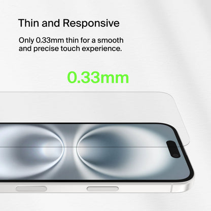 Protector de pantalla Belkin ScreenForce TemperedGlass para Apple iPhone 16 / 15 / 14 Pro, vidrio templado, adhesivo completo OVA135zz