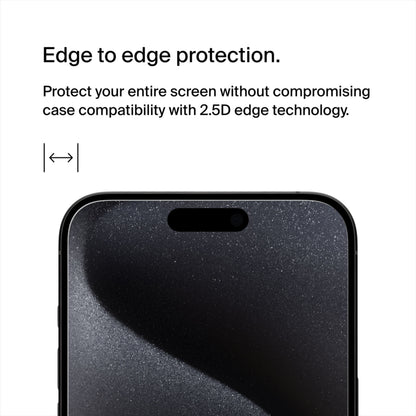 Protector de pantalla Belkin ScreenForce TemperedGlass para Apple iPhone 15 Pro, vidrio templado, adhesivo completo OVA137zz