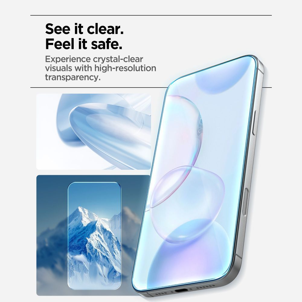 Protector de pantalla Spigen GlastR Align Master Slim para Apple iPhone 17 Pro Max, Cristal Templado, Full Glue, Set de 3 piezas AGL10099