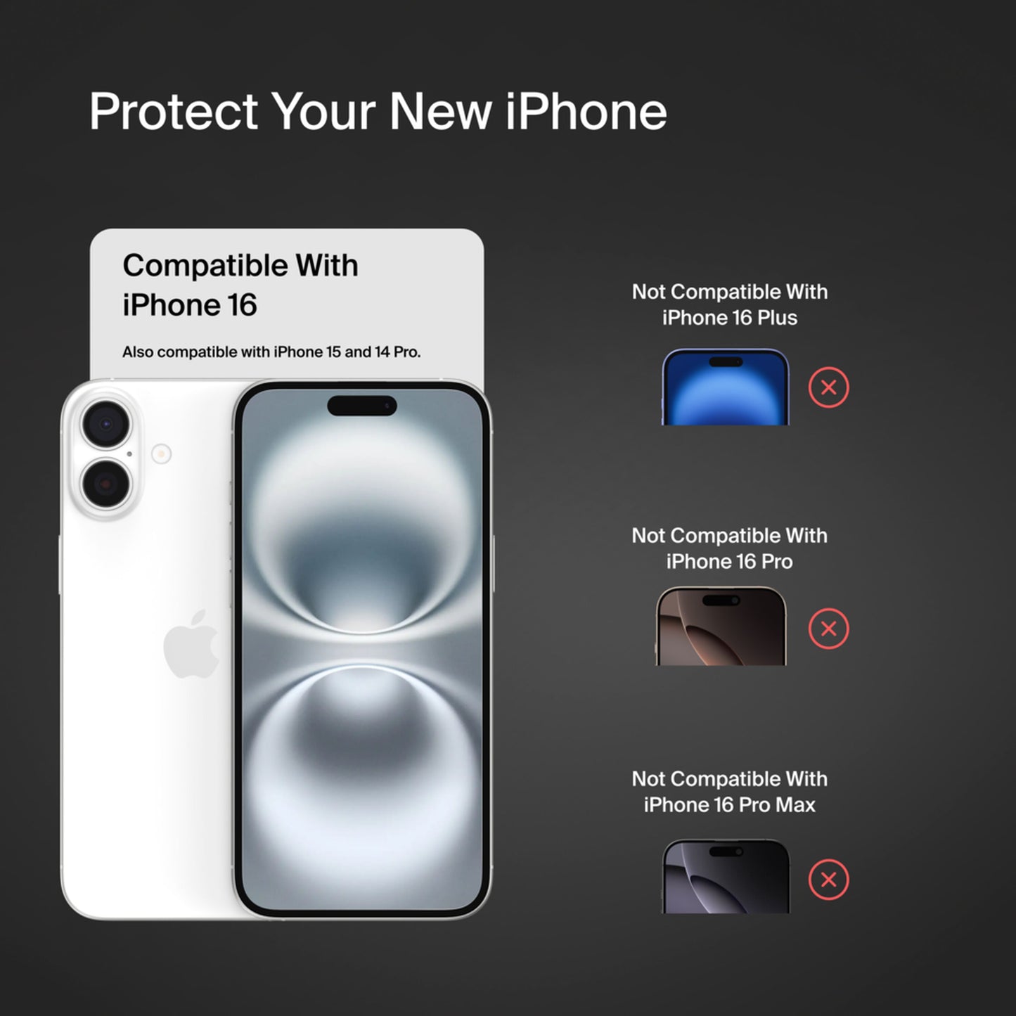 Protector de pantalla Belkin ScreenForce TemperedGlass para Apple iPhone 16 / 15 / 14 Pro, vidrio templado, adhesivo completo OVA135zz