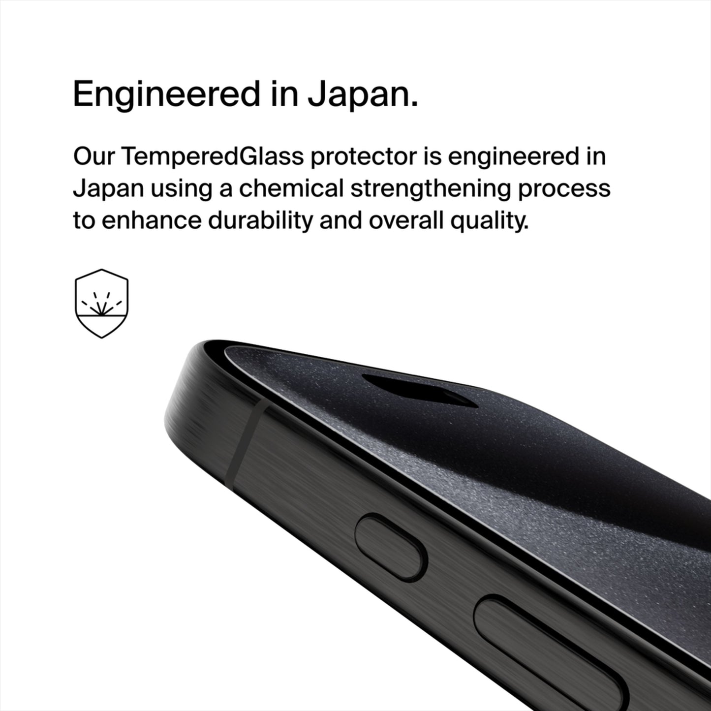 Protector de pantalla Belkin ScreenForce TemperedGlass para Apple iPhone 15 Pro, vidrio templado, adhesivo completo OVA137zz