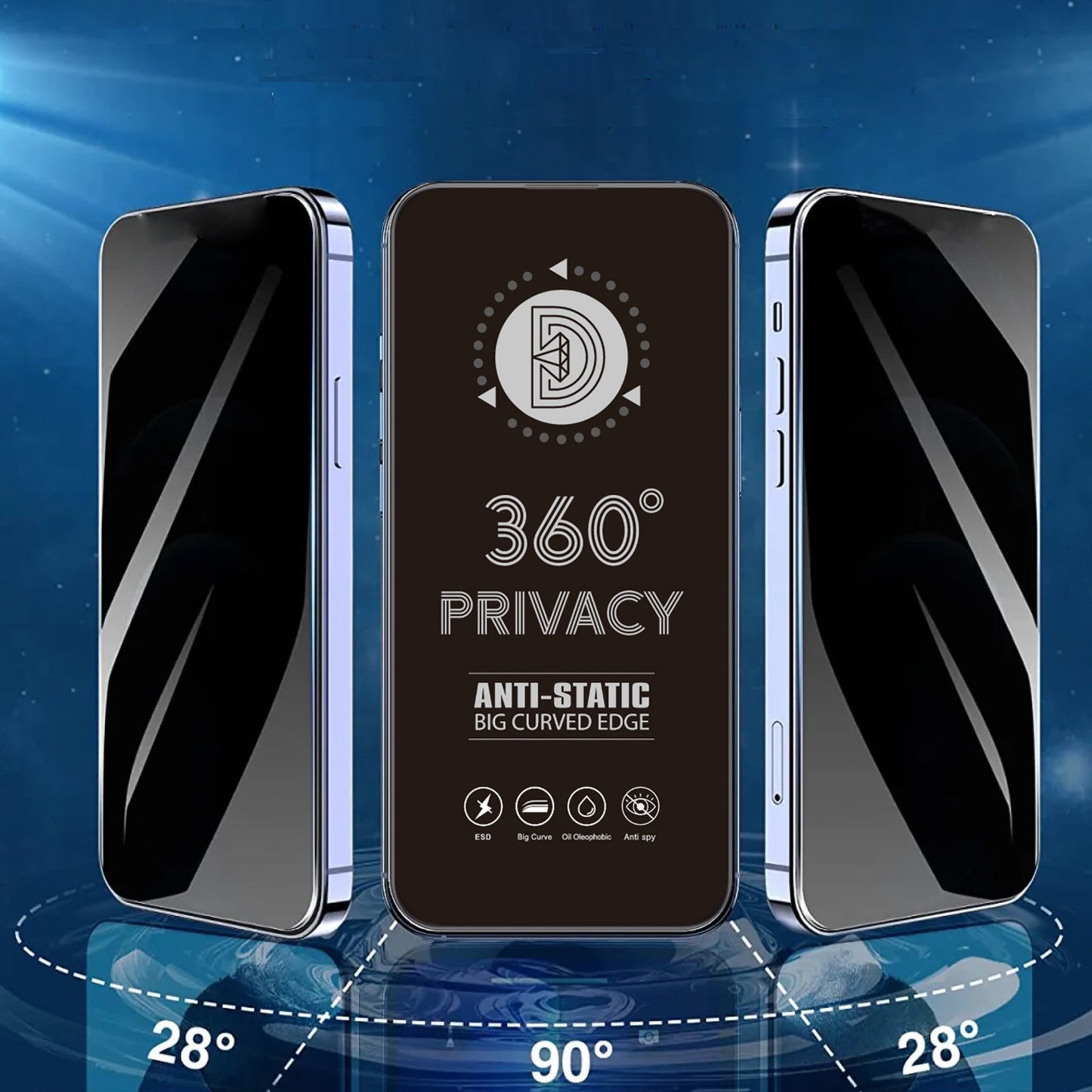 Protector de pantalla Privacy OEM 360 para Samsung Galaxy A37 5G, vidrio templado, adhesivo completo