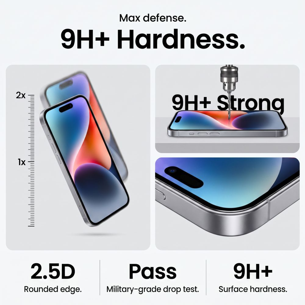 Protector de pantalla Tech-Protect OneTouch para Apple iPhone 18 Pro / 17 Pro, vidrio templado, adhesivo completo, set de 2 piezas
