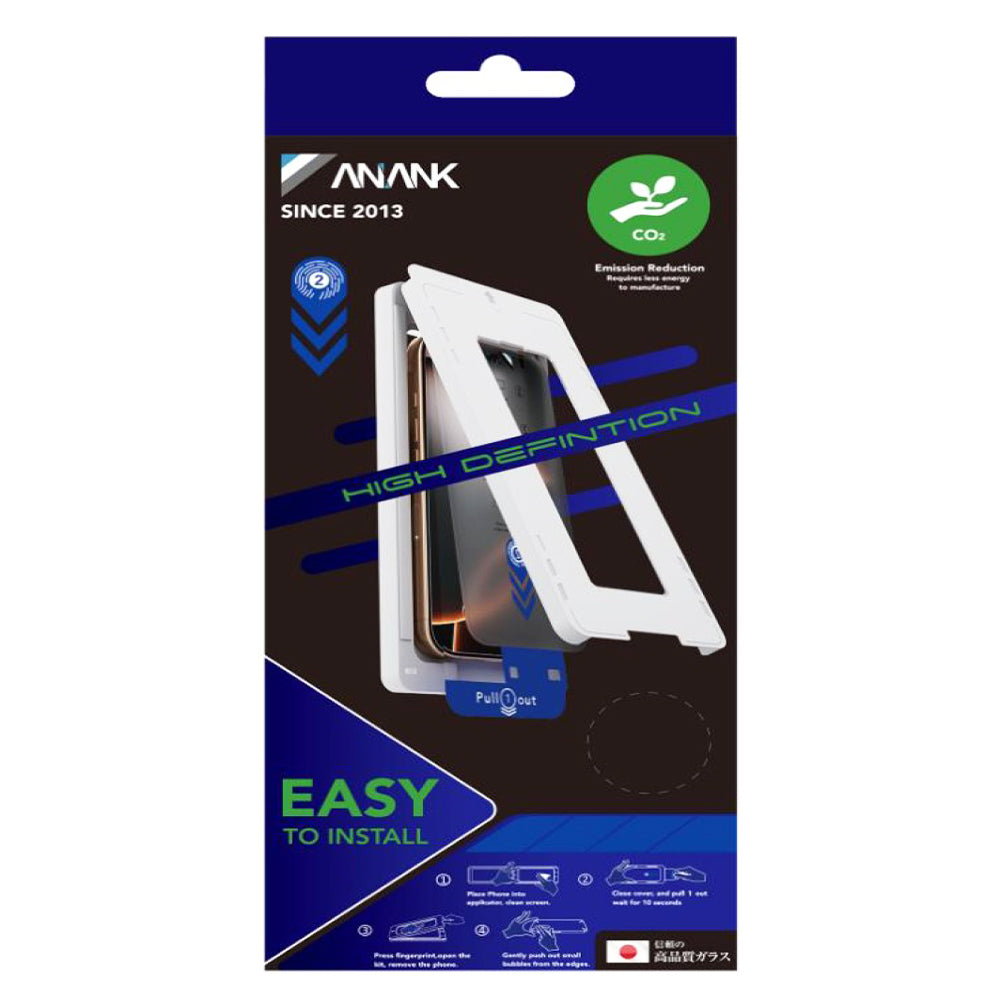 Anank 2X Reinforced Screen Protector for Apple iPhone 15 Pro, Tempered Glass, Full Glue, 2.5D, Black