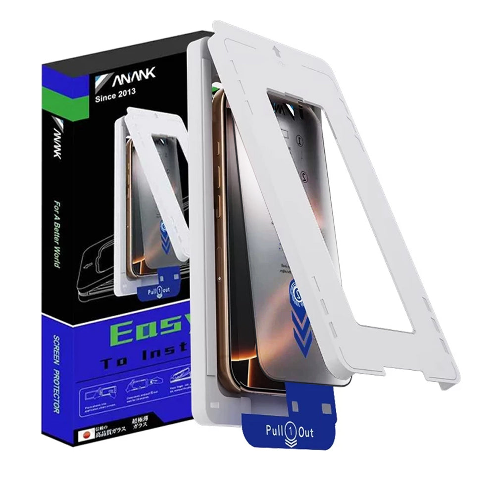 Protector de pantalla Anank 2X Reforzado para Apple iPhone 16 Pro, Vidrio Templado, Pegamento Completo, 2.5D, Negro
