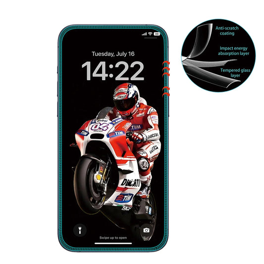 Protector de pantalla Anank 3X Reforzado para Apple iPhone 15 Pro Max, Vidrio Templado, Pegamento Completo, 3D, Negro
