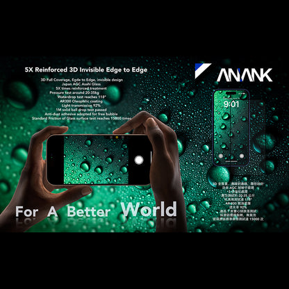 Protector de pantalla Anank 5X Reforzado Invisible para Apple iPhone 17 Air, Cristal Templado, Full Glue, 3D, Negro