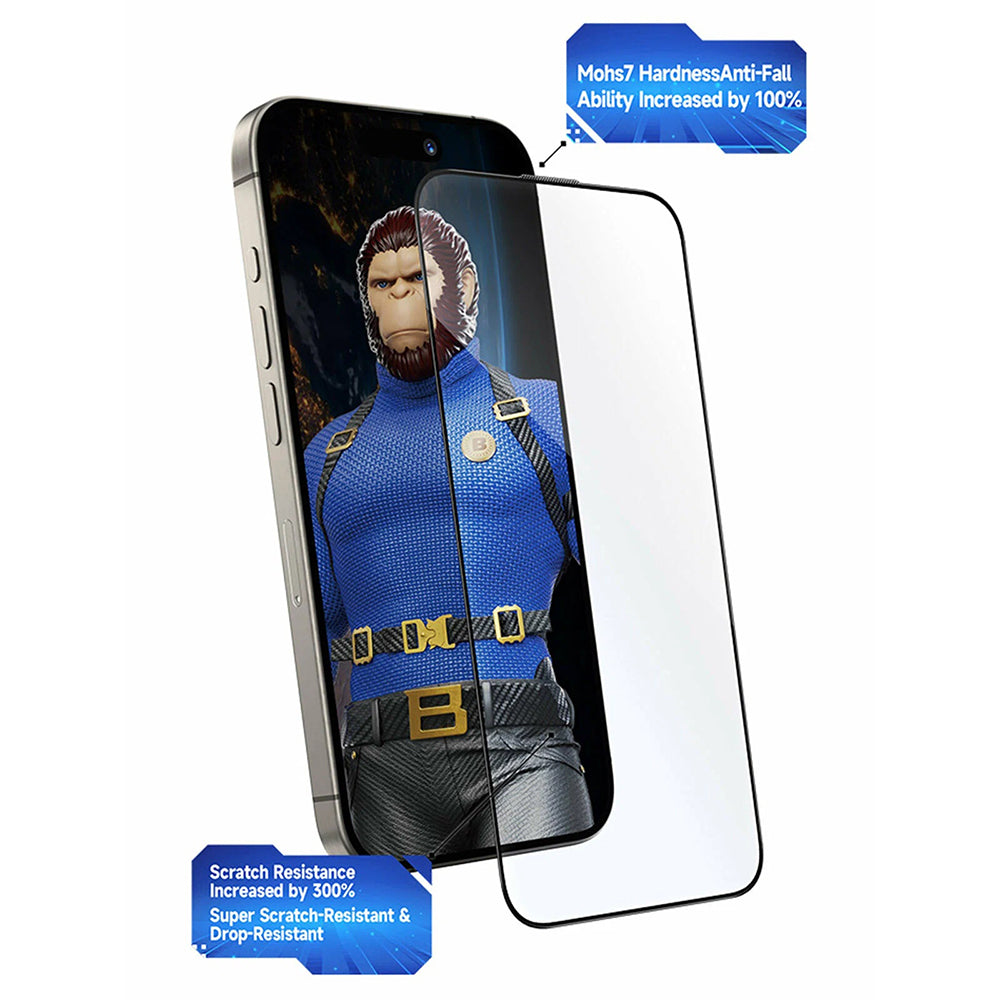 Protector de pantalla Blueo Crystal Anti-Scratch Applicator para Apple iPhone 17 Pro / 17 / 16 Pro, Cristal Templado, Full Glue, Negro