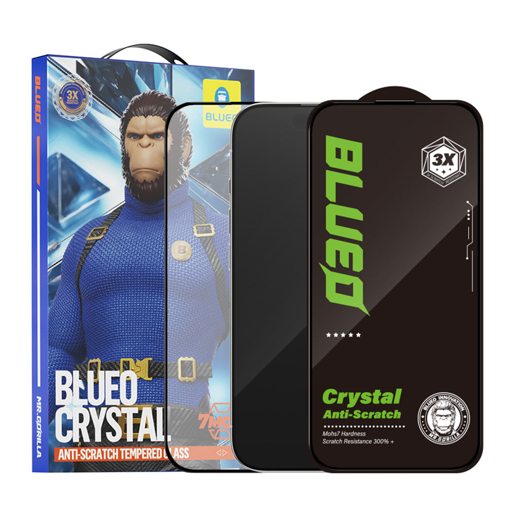 Protector de pantalla Blueo Crystal Anti-Scratch para Apple iPhone 15 Pro Max, vidrio templado, adhesivo completo, negro