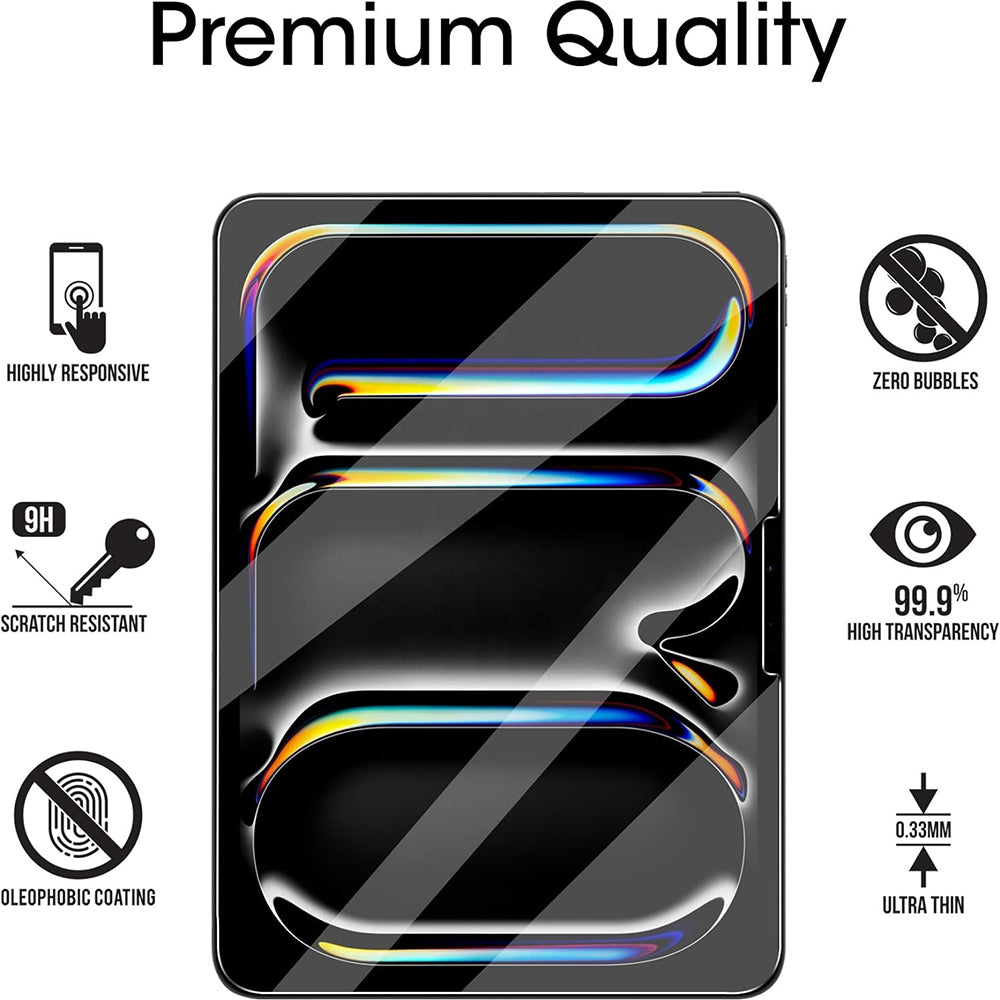 Protector de pantalla Blueo HD para Apple iPad Pro 11 (2024), vidrio templado, adhesivo completo