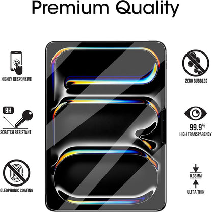 Protector de pantalla Blueo HD para Apple iPad Pro 11 (2024), vidrio templado, adhesivo completo