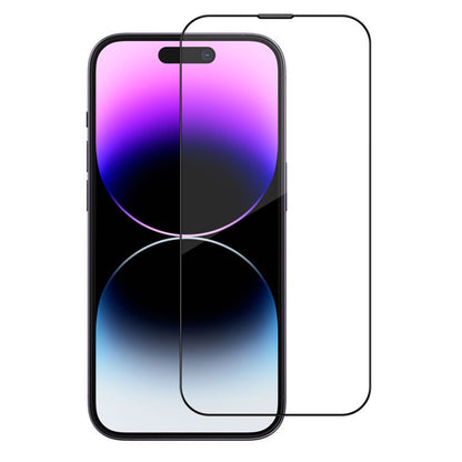 Protector de pantalla Blueo Sapphire Applicator Pro para Apple iPhone 15 Pro, vidrio templado, adhesivo completo, negro