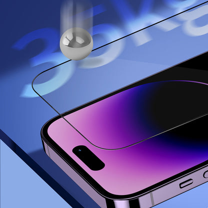 Protector de pantalla Blueo Sapphire Applicator Pro para Apple iPhone 15 Pro, vidrio templado, adhesivo completo, negro