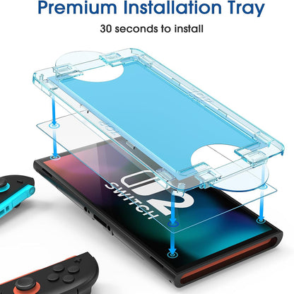 Protector de Pantalla Techsuit SwitchAura Aplicador para Nintendo Switch 2, Vidrio Templado, Set de 2 piezas