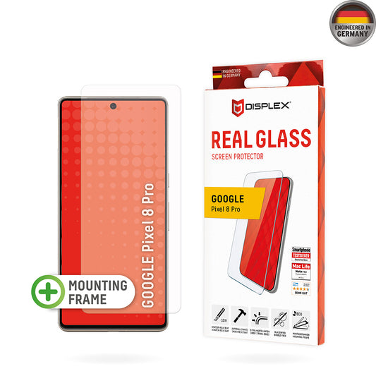 Protector de pantalla Displex Real Glass para Google Pixel 8 Pro, Cristal Templado, Full Glue, 2D