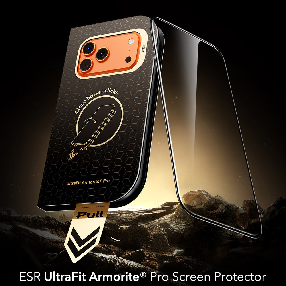 Protector de pantalla ESR Armorite Pro UltraFit para Apple iPhone 18 Pro / 17 Pro, vidrio templado, adhesivo completo, negro