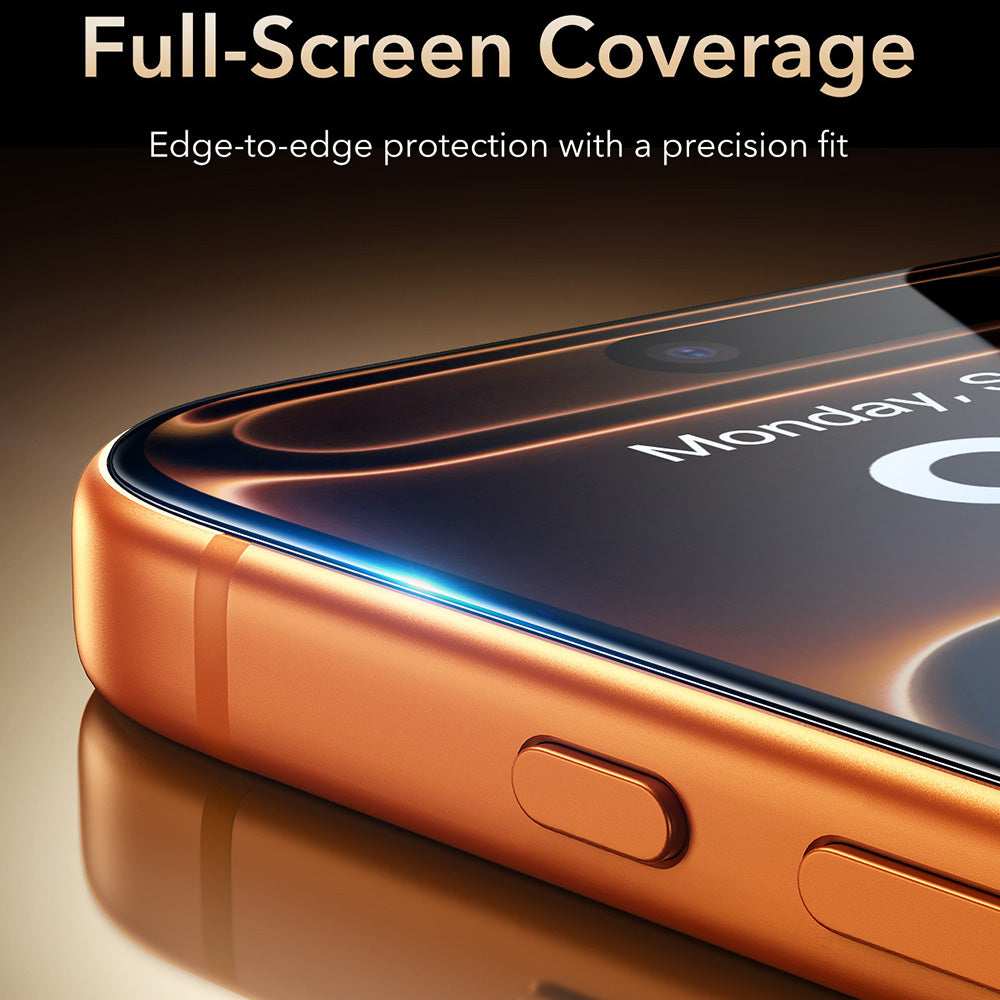 Protector de pantalla ESR Armorite Pro UltraFit para Apple iPhone 18 Pro / 17 Pro, vidrio templado, adhesivo completo, negro
