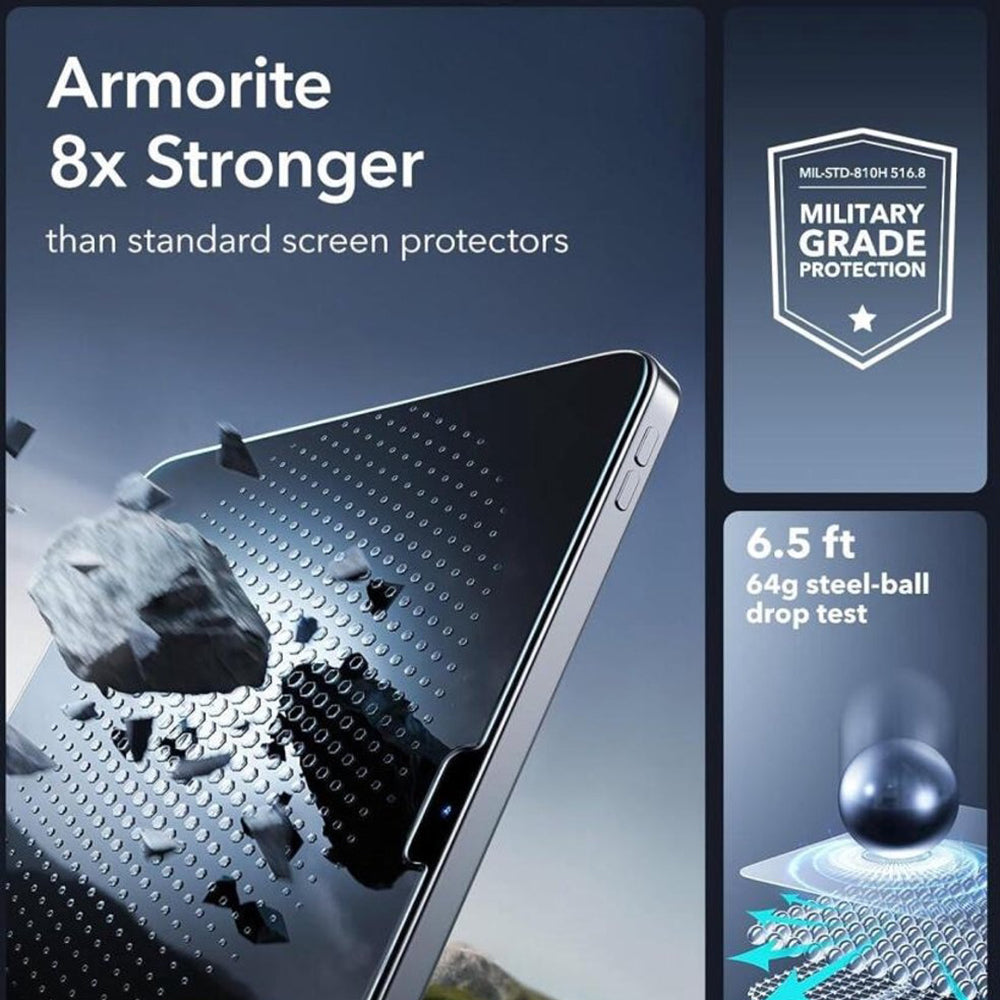 Protector de pantalla ESR Armorite UltraFit para Apple iPad Air 11 (2026) / Air 11 (2025), vidrio templado, adhesivo completo, juego de 2 piezas