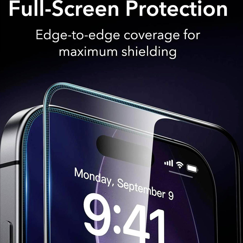 Protector de pantalla ESR Armorite UltraFit para Apple iPhone 18 Pro Max / 17 Pro Max, vidrio templado, adhesivo completo, juego de 2 piezas, negro