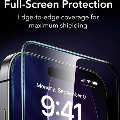 Protector de pantalla ESR Armorite UltraFit para Apple iPhone 18 Pro Max / 17 Pro Max, vidrio templado, adhesivo completo, juego de 2 piezas, negro