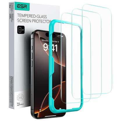 Protector de pantalla ESR para Apple iPhone 17 Pro Max, Cristal Templado, Full Glue, Set de 3 piezas