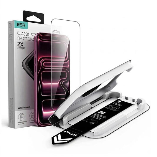 Protector de pantalla ESR UltraFit Classic para Apple iPhone 18 Pro Max / 17 Pro Max, vidrio templado, adhesivo completo, negro