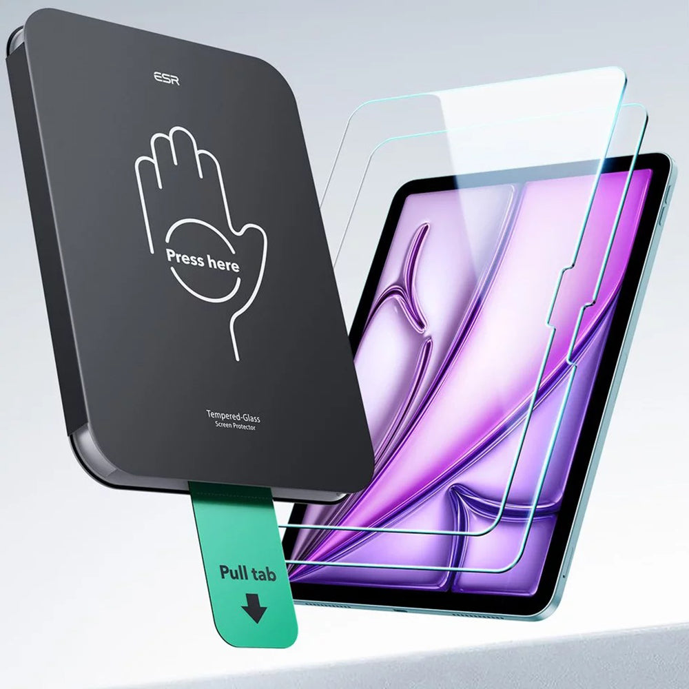 Protector de pantalla ESR UltraFit para Apple iPad Air 11 (2025) / Air 11 (2024), Cristal Templado, Full Glue, Juego de 2 piezas
