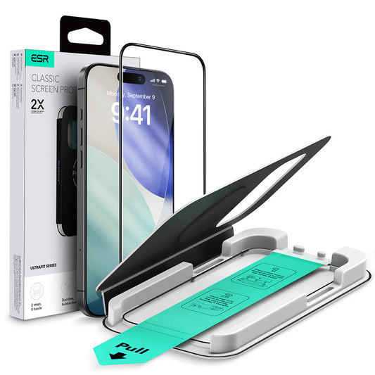 Protector de pantalla ESR UltraFit para Apple iPhone 17 Air, Cristal Templado, Full Glue, Negro