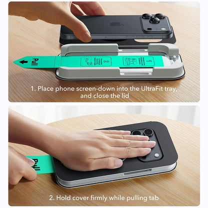 Protector de pantalla ESR UltraFit para Apple iPhone 17 Pro Max, Cristal Templado, Full Glue, Set de 3 piezas.
