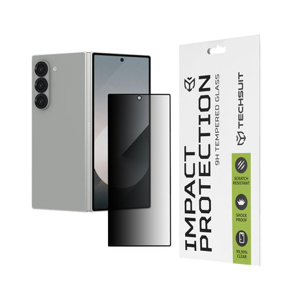 Protector de pantalla exterior Privacy Techsuit para Samsung Galaxy Z Fold6 F956, vidrio templado, adhesivo completo, 111D