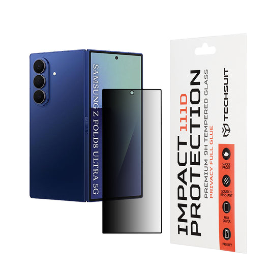 Protector de pantalla exterior Privacy Techsuit para Samsung Galaxy Z Fold8 Ultra F976, vidrio templado, adhesivo completo, 111D