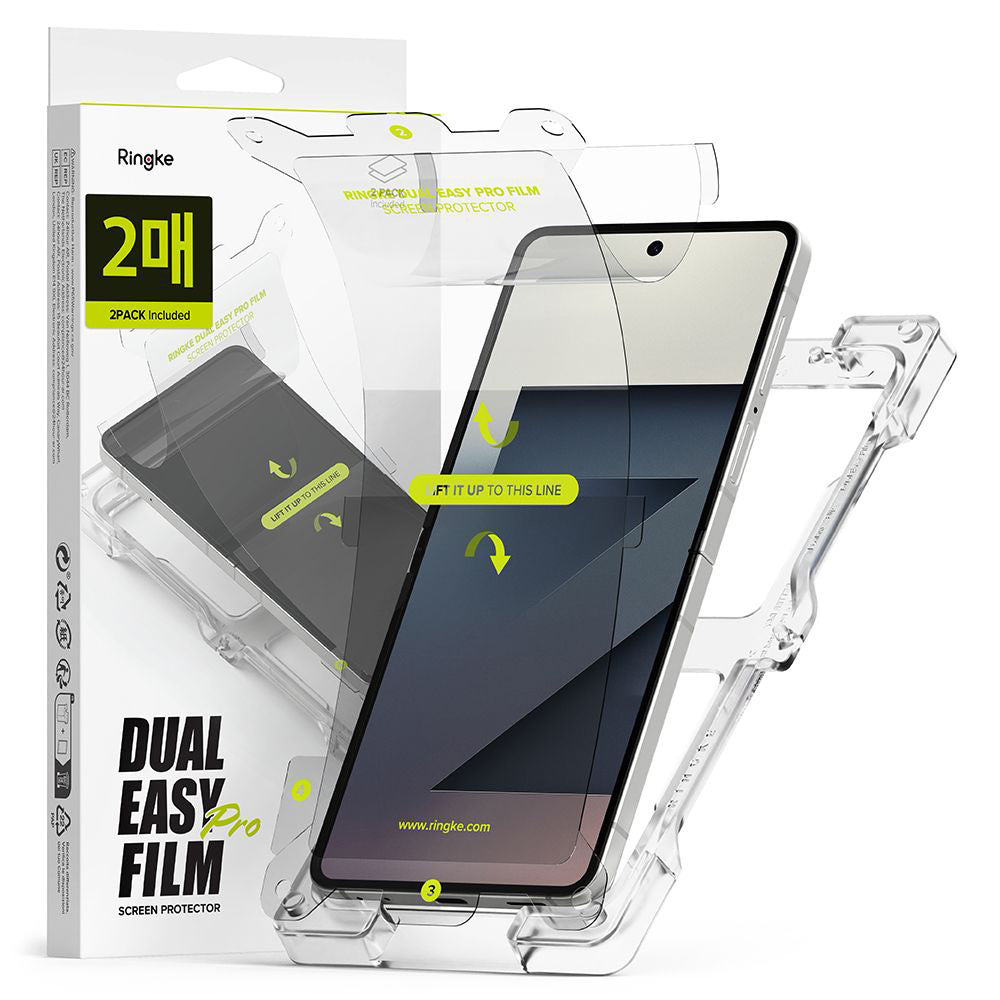 Protector de pantalla interior Ringke Dual Easy Pro para Samsung Galaxy Z Flip7 F766, Plástico, Set de 2 piezas