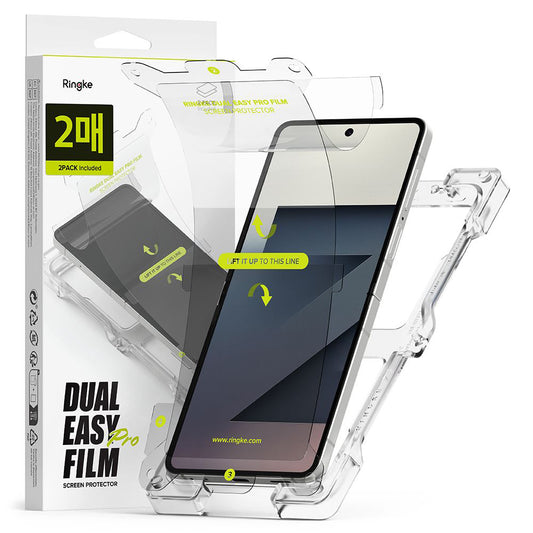 Protector de pantalla interior Ringke Dual Easy Pro para Samsung Galaxy Z Flip7 F766, Plástico, Set de 2 piezas